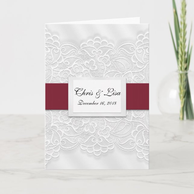 Anúncio de Casamento Vermelho Profundo com Renda 5 (Frente)