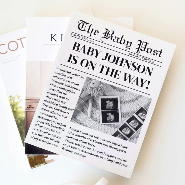 Anúncio de Chá de fraldas de gravidez em jornal (Criador carregado)