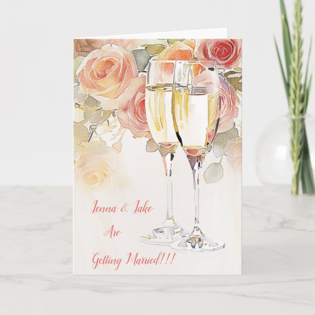 Anúncio de champanhe e Noivado Elegante (Frente)