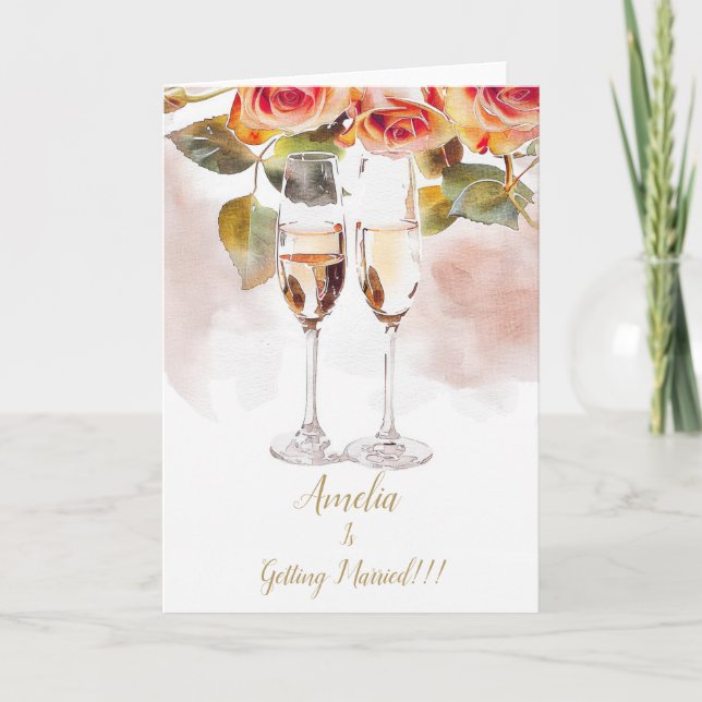 Anúncio de champanhe e Noivado Elegante (Frente)