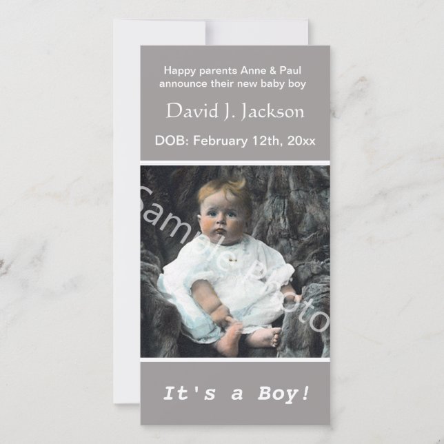 anúncio de cinza de nascimento de bebê. adicione s (Frente)