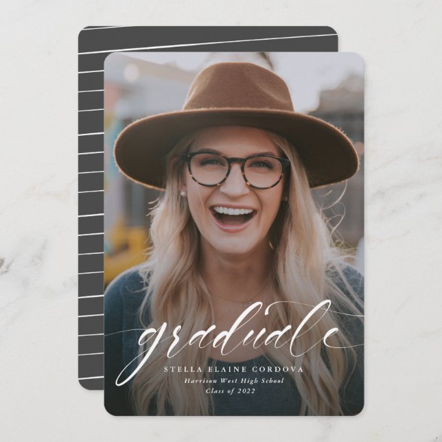 Anúncio de cinza de uma foto com formando de scrip (Frente/Verso)