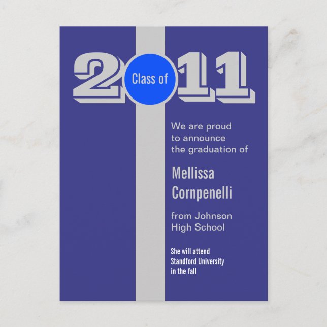 Anúncio de Conclusão de Curso Cartão Postal Prata  (Frente)