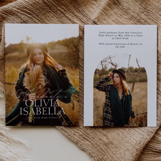 Anúncio de Conclusão de Curso com Arco Minimalista (Criador carregado)