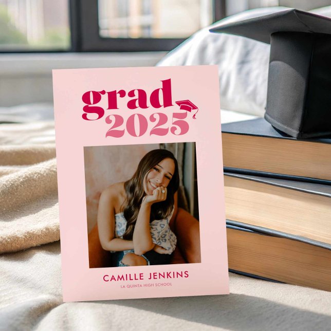 Anúncio de Conclusão de Curso com Foto Simples Mod (Modern Minimalist Photo Graduation announcement)