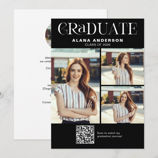 Anúncio de Conclusão de Curso em QR Code Vídeo com (Frente/Verso)