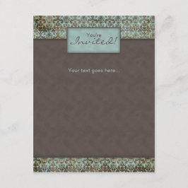 Anúncio de Convite Damask Marrom Turq 5
