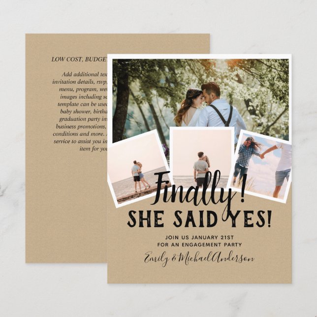 Anúncio de Convite de casamento de FOTO DO ORÇAMEN (Frente/Verso)