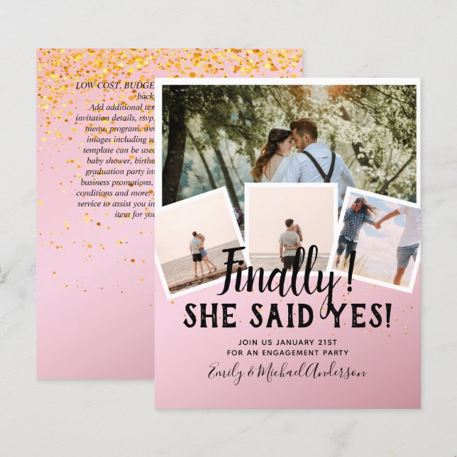 Anúncio de Convite de casamento de FOTO DO ORÇAMEN (Frente/Verso)