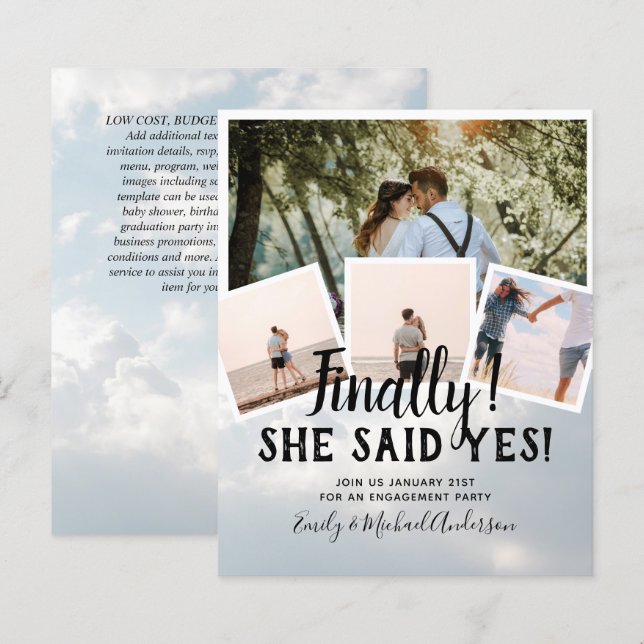 Anúncio de Convite de casamento de FOTO DO ORÇAMEN (Frente/Verso)