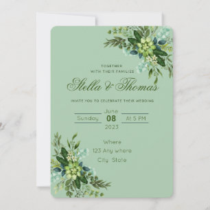 Anúncio de Convite de Casamento Verde da Emerald