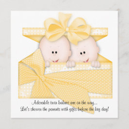 Anúncio de convite para Chás de fraldas de TWINS A