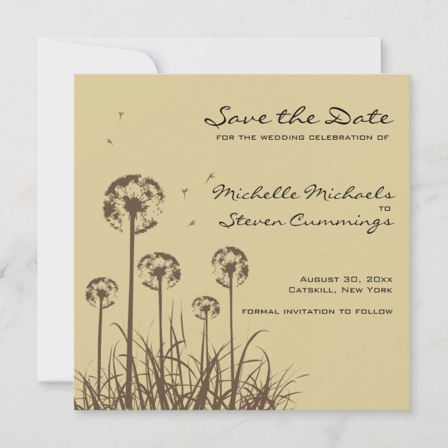 Anúncio de Dandelion Save The Date - Personalizado (Frente)