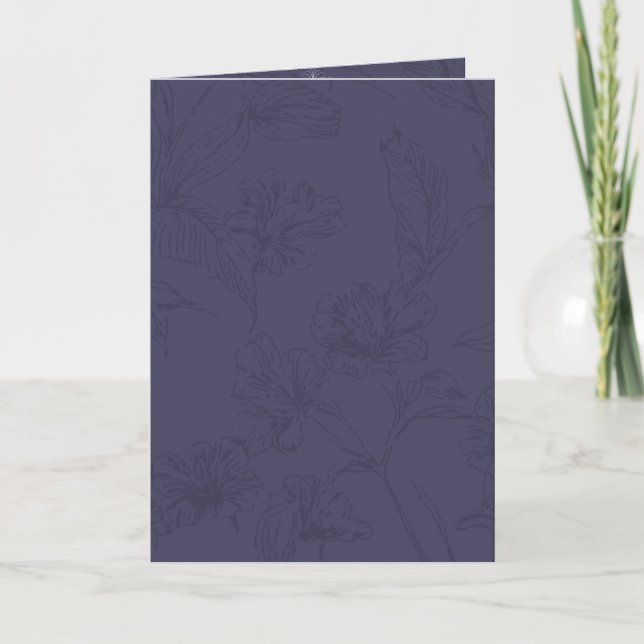 Anúncio de Data de Casamento Floral Azul Marinho V (Frente)