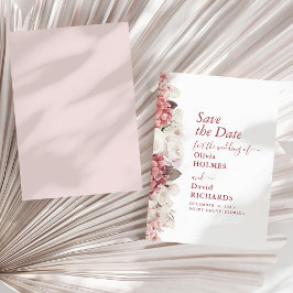 Anúncio de Data de Casamento Floral Hortênsia Rosa