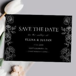 Anúncio de Data de Casamento Formal Rosa Preta e B