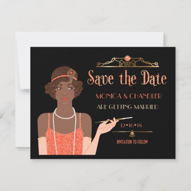 Anúncio de Data de Roaring 20s Afro-Americano (Frente)