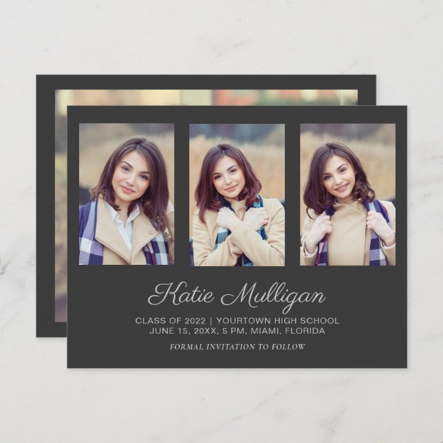 Anúncio de data de salvamento da graduação de foto (Frente/Verso)