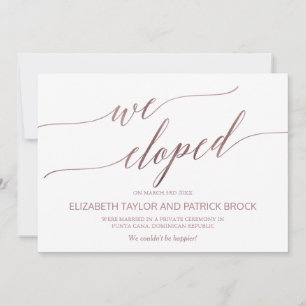 Anúncio de Elopement Dourado Elegante Rosa
