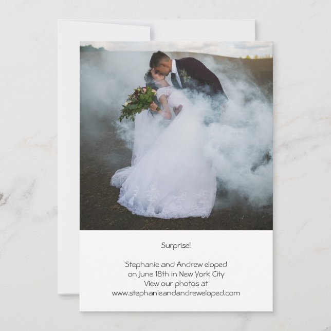 Anúncio de Elopemento Personalizado de Casamento d (Frente)