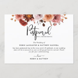 Anúncio de Evento Adiado, Cartão Burgundy Blush