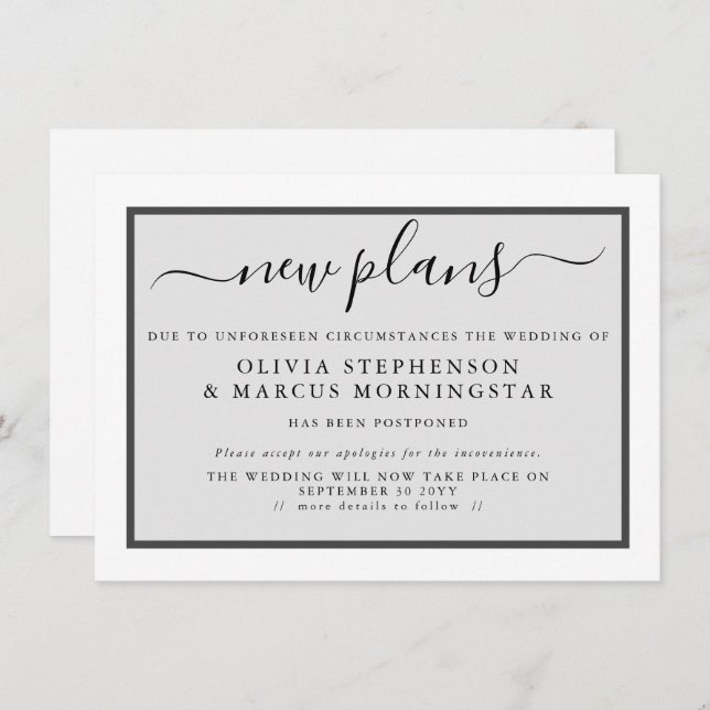 Anúncio de Evento Adiado Modernizado Novos Planos (Frente/Verso)