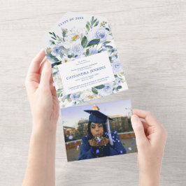 Anúncio de Festa de formatura Floral Azul