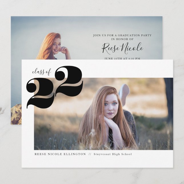 Anúncio de Festa de formatura Panorâmica de Ano Fr (Frente/Verso)