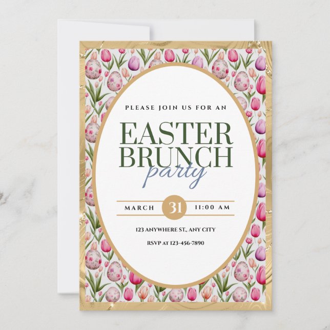 Anúncio de Floral e Ovos do Partido páscoa Brunch (Frente)