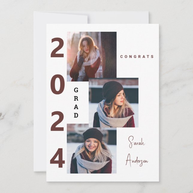 Anúncio de Formando de Colagem de Foto em Borgonha (Frente)