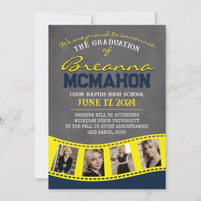 Anúncio de Formando de Fita marinho Azul e Amarelo (Frente)