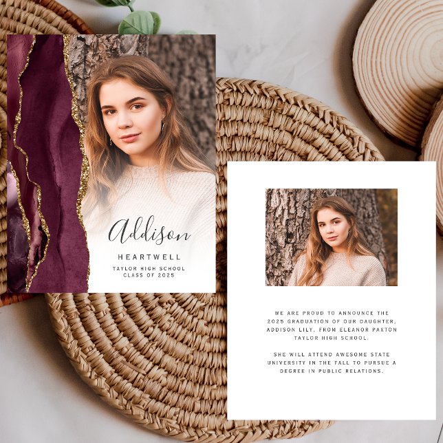 Anúncio de Formando de Foto Agate Burgundy Orçamen (Criador carregado)