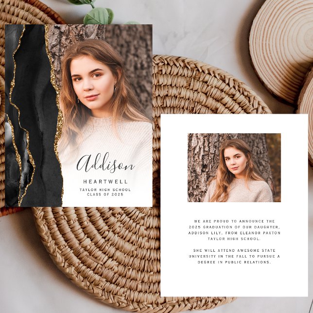 Anúncio de Formando de Foto de Agate Dourado Preto (Criador carregado)