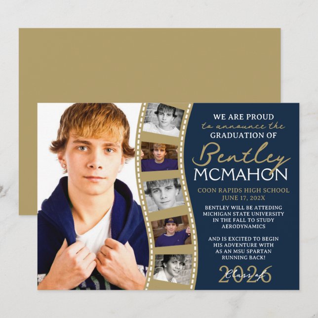 Anúncio de Formando de Foto em marinho e Bronze (Frente/Verso)