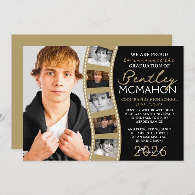 Anúncio de Formando de Foto em Preto e Bronze (Frente/Verso)