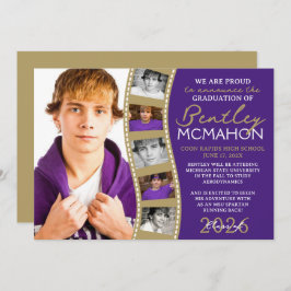 Anúncio de Formando de Foto em Roxo e Bronze