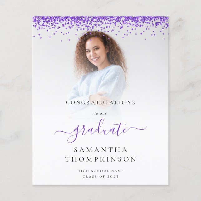 Anúncio de Formando de Foto Roxo de 2024 (Frente)