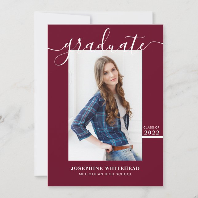 Anúncio de Formando de Foto Simples 2022 Burgundy (Frente)