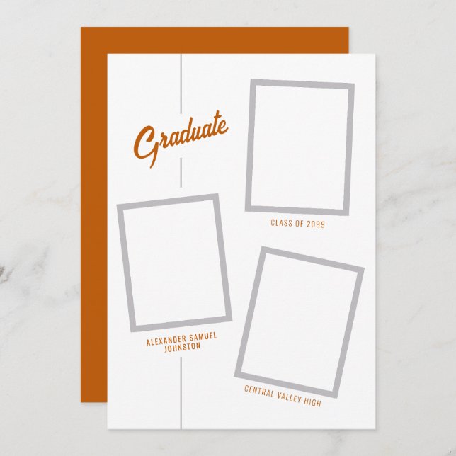 Anúncio de Formando de Quatro Fotos em Laranja Que (Frente/Verso)