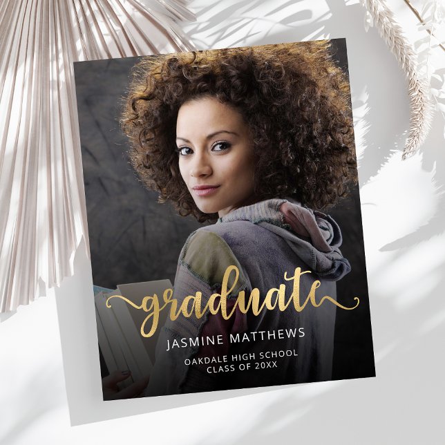 Anúncio de Formando de Script Dourado de Foto Orça (Criador carregado)