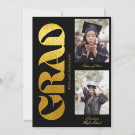 Anúncio de Formatura 2 Foto Preto e Dourado