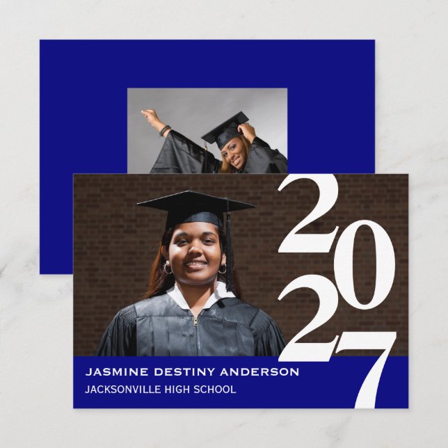 Anúncio de Formatura Azul com Números Grandes - 3x (Frente/Verso)