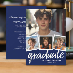 Anúncio de Formatura Azul Marinho com 4 Fotos