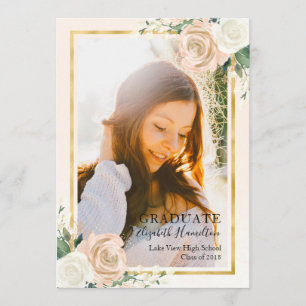 Anúncio de Formatura Blush Floral & Dourado