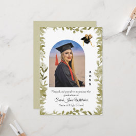 Anúncio de formatura Boho Leaf Border Hi-School