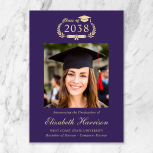 Anúncio de Formatura Classic Crest Roxo Dourado
