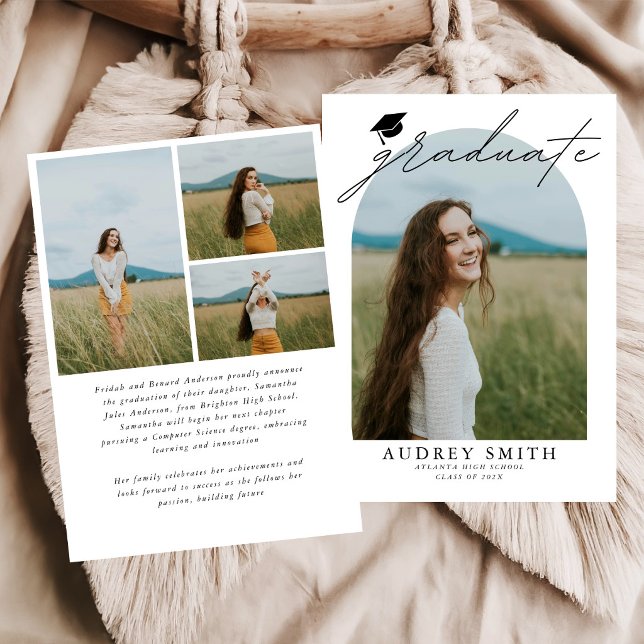 Anúncio de Formatura com Arco Boho Moderno 4 Fotos (Criador carregado)