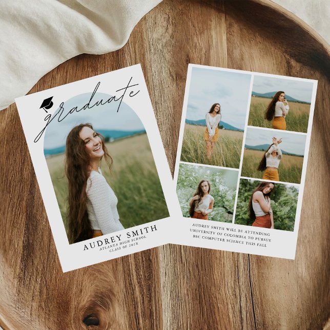 Anúncio de Formatura com Arco Boho Moderno 6 Fotos (Criador carregado)