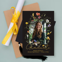Anúncio de Formatura com Arco Floral em Folha Dour