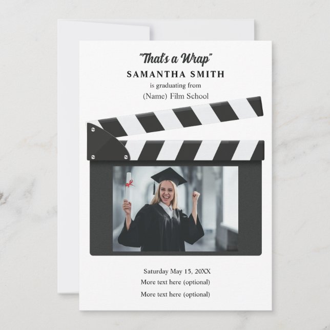 Anúncio de Formatura com Clapboard de Filme (Frente)